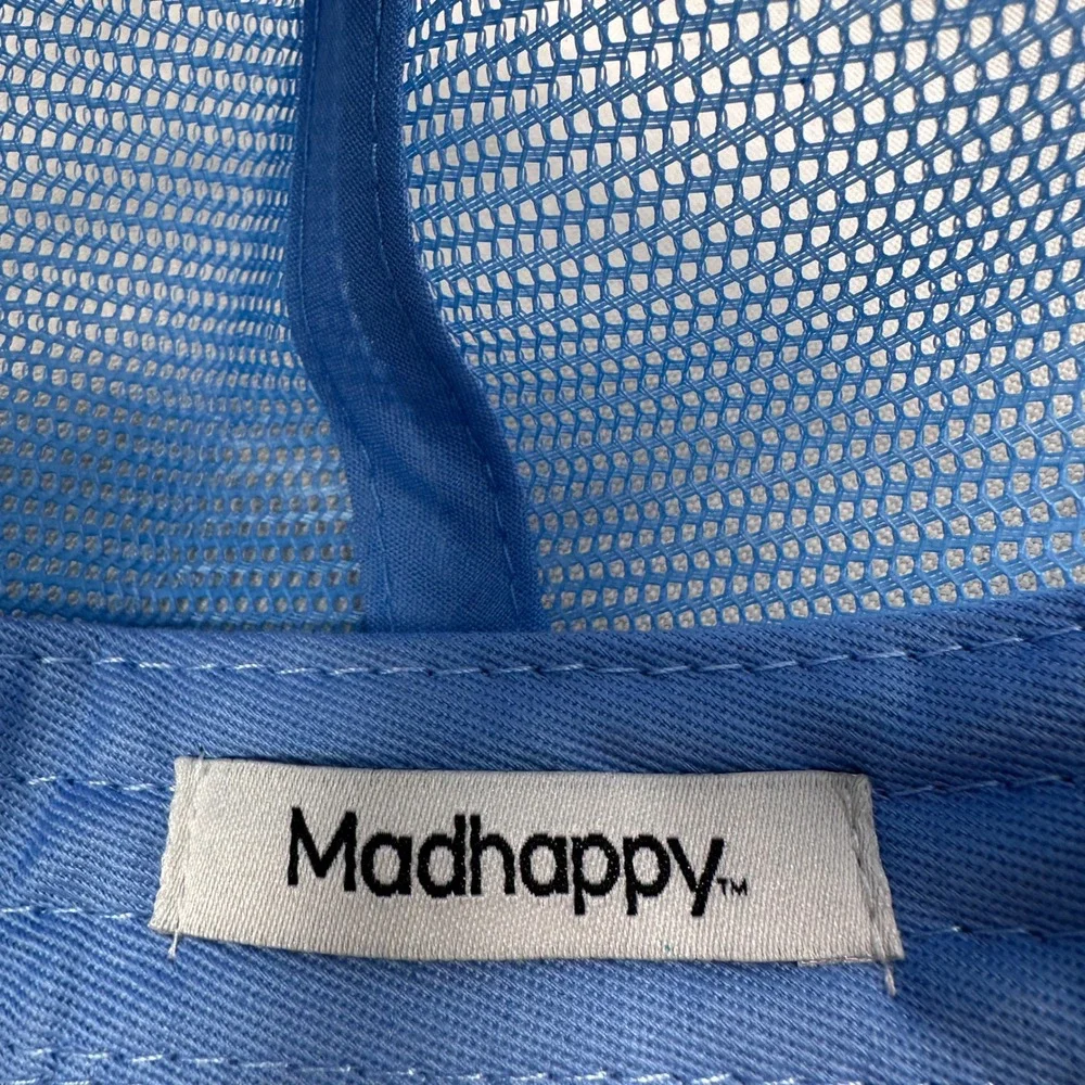 Madhappy Blue White Trucker Hat‎ Mesh Snapback Puff Print Logo Rope Detail